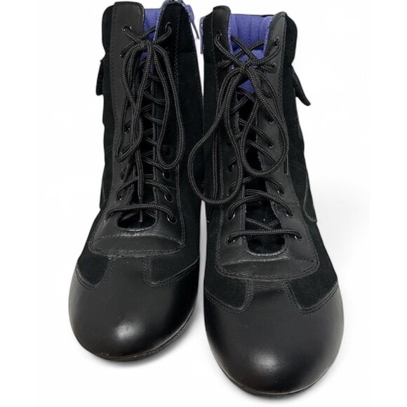 Vintage KangaROOS Leather Wrestling Boots Womens Sz 9 Blk/Purple CrossFit - Picture 6 of 7